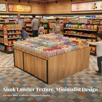 Supermarket Island Cabinet Large Storage Capacity Bulk Food Display Stand Heavy Duty Snack Display Shelf for Supermarkets, Grocery Stores