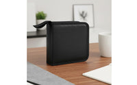 Portable CD Storage Book Zipper Closure PU Leather Disc Wallet 40 Disc CD Case for Car, Travel
