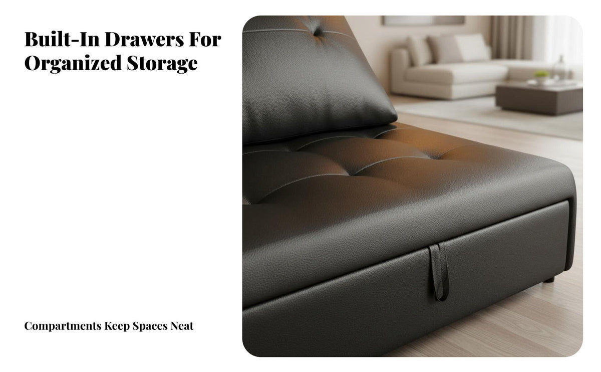 Multi-Functional Pull-out Sleeper Lounger Convertible Design Pull-out Sleeper Chair Space-Saving Sofa Bed Adjustable Backrest for Apartment Dwellers, Guests, Students, Living Room, Small Areas, Bedroom