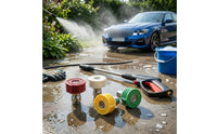 4 Pieces 1/4 Inch Pressure Washer Quick Connect Nozzle Set Body with Quick Connect Nozzle Tips Compact Cleaning Tool