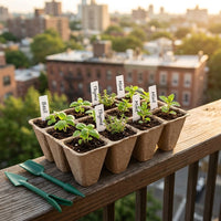12 Cell Seedling Trays, Biodegradable Paper Pulp Pots, Plant Propagation Trays with Gardening Labels, Small Garden Tools Included