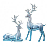 Electroplated Deer Figurine Reflective Deer Statue Resin Stag Figurine Sculpted for Living Room, Office, Entryway