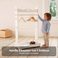 Freestanding Design children's Garment Rack Decorative House-Shaped Clothes Small Footprint Clothing Stand European and aesthetic for children, young children, Parents, Bedroom, Nursery, recreation area, Entryway