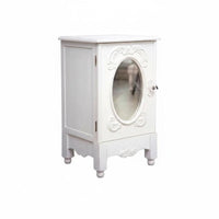 French Vintage design Carved Bedside Cabinet Ornate Floral Carvings Carved Single-Drawer End Table Distressed Finish Nightstand Elegant Design for Guesthouse Owners, Homeowners, Adults, Guest Room, Hallway