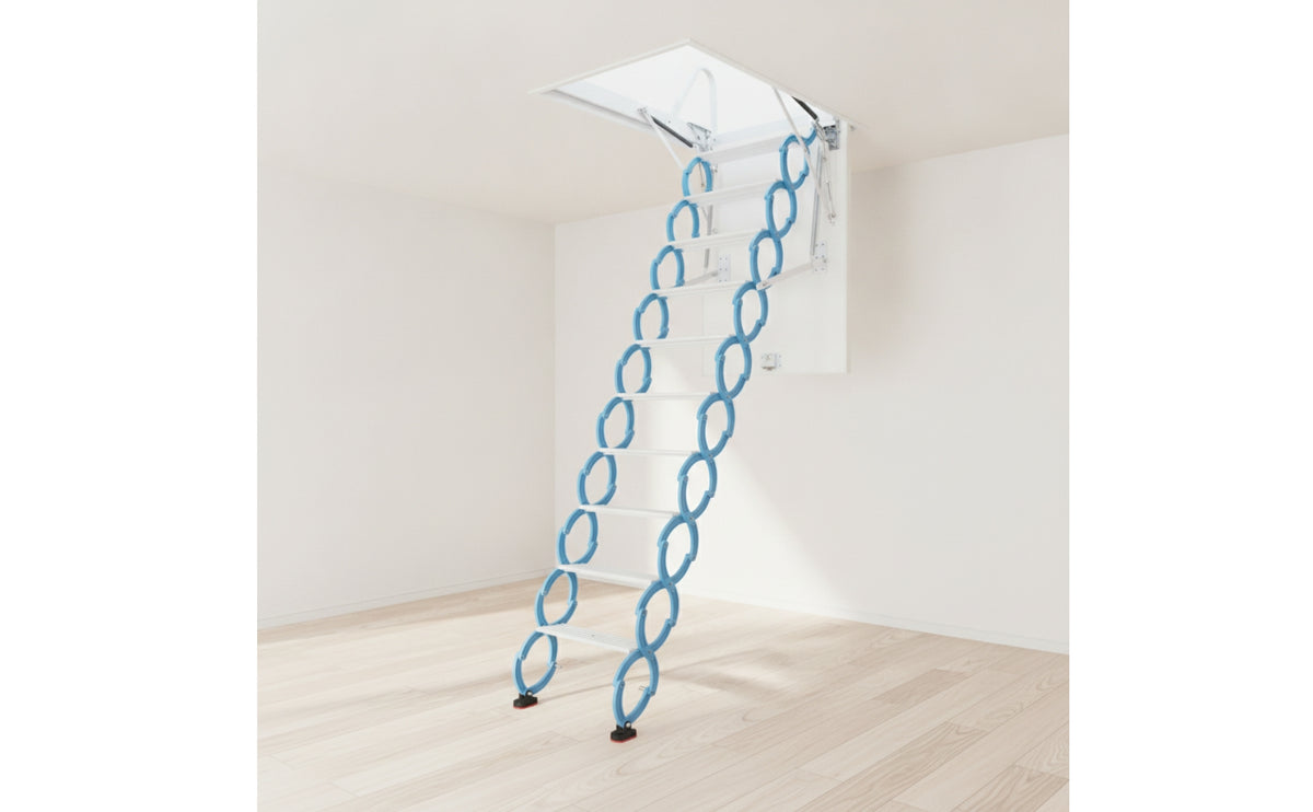Space-Saving Retractable Attic Stairs Telescoping Ceiling Hatch Ladder Compact for Homeowners