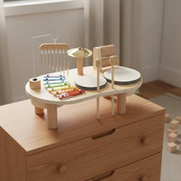 Early Education Multi Instrument Music Table Educational Baby Drum and Xylophone Toy Hand Eye Coordination Wooden Percussion Table Portable for Babies, Toddlers, Travel, Playroom, Nursery