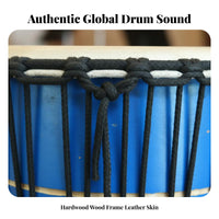 Solid Wood Body African Djembe Goatskin Drumhead Rope-Tuned Djembe Easy to Learn Hand Drum Authentic Sound for Beginners, Musicians, Music Lovers, Home Practice, Performances, Outdoor Gatherings, Parties
