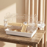 Large Hamster Cage Syrian Hamster Cage Acrylic Hamster Cage Villa, Wood and Acrylic Luxury Hamster Cage with Deep Bedding Base and Accessories