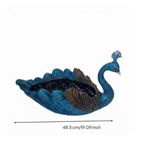 Embossed Feather Pattern Peacock Planter Raised Crest Peacock Flower Pot Curved Neck Decorative Planter Display for Home, Garden, Courtyard