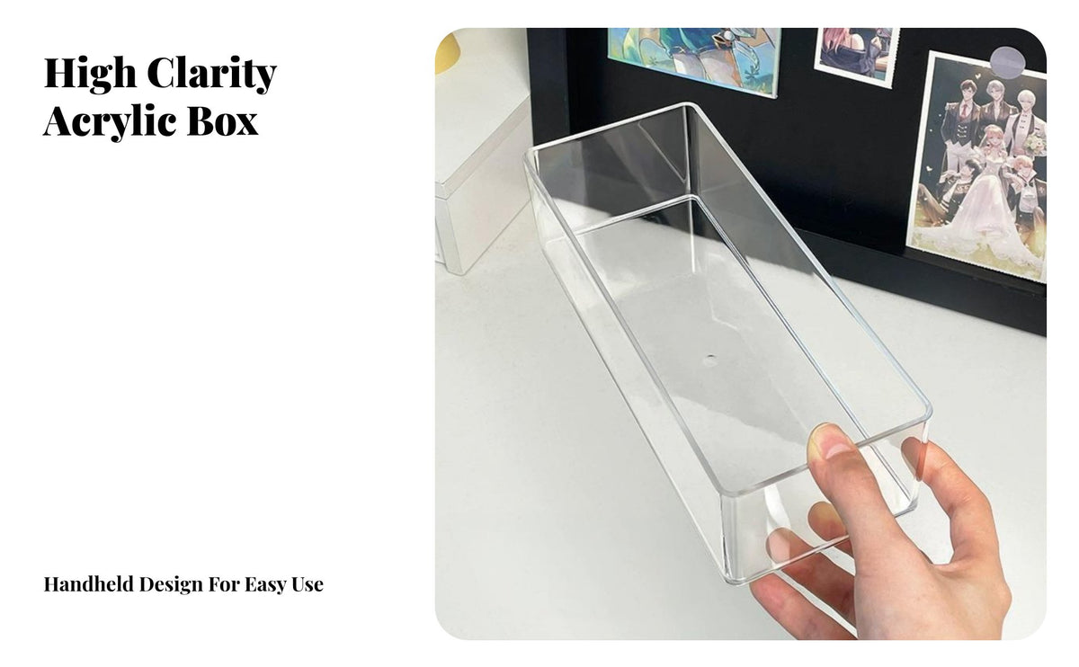 Acrylic Pin Storage Box Transparent Clear Display Case Versatile Dustproof Collectible Box for Collectors, Hobbyists, Bedroom, Office, Bookshelf