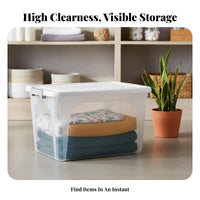 Clear Lidded Tote Transparent Clear Stackable Tote Large Capacity for Dorm Room