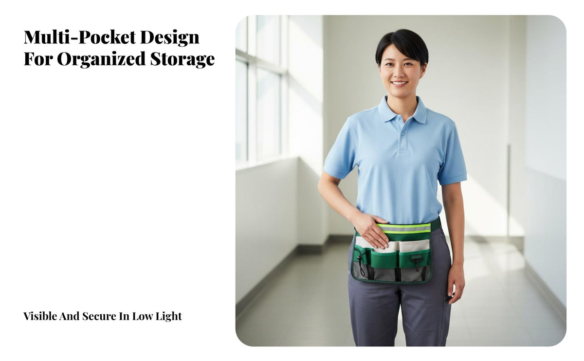 Numerous-Pocket Waist Tool Bag Multiple Pockets Numerous-Pocket Waist Bag Hands Cleaning Supplies Hip Pouch for Cleaners, Waitstaff, Workshop