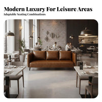 Light Luxury Design Upholstered Restaurant Loveseat Minimalist Design Faux Leather Dining Booth Comfortable Cushioning Industrial Cafe Table Set Easy Assembly for Bar Owners, Teahouse, Eatery, Lounge
