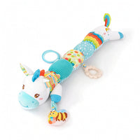 Stuffed Unicorn with Loop Soft Toy Unicorn Baby Comfort Toy Sensory Textured for Babies, Crib, Nursery