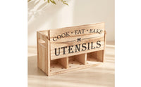 Rustic Wooden Utensil Holder Farmhouse Wooden Countertop Organizer Sturdy Container Minimalist for Coffee Bar