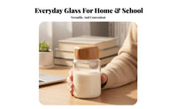 Lidded Glass Cup High Temperature Resistant Glass Measuring Bottle Leakproof Water Bottle with Time Marker for Students, Commuters, Home, Outdoor, Car