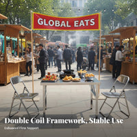 Foldable Design Folding Stainless Steel Table Thickened Tabletop Stainless Steel Work Table Heavy-Duty Portable Furniture No Installation Required for Street Vendors, Professionals, Outdoor Markets, Picnics, Dining Room, Restaurant