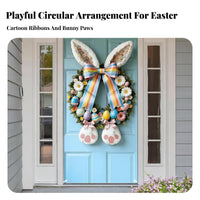 Easter Door Cover Easy to Hang Easter Bunny Banner Bright Colors Bunny Wreath Door Mural for Party Hosts, Homeowners, Porch, Patio, Wall Decoration