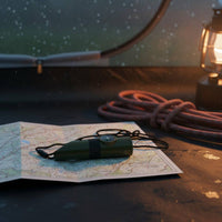 Waterproof Storage Compartment 7-in-1 Survival Whistle Lanyard Included Emergency Whistle with LED Light Compact and Portable for Camping