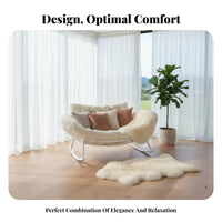 Thick Padded Cushion Two-Person Shell Rocker Oversized Design Double Egg Rocker Soft and Breathable Patio Seating Wear-Resistant for Families, Homeowners, Balcony, Living Room, Courtyard, Backyard
