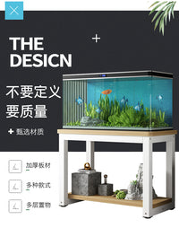 鱼缸架子金属鱼缸桌钢木鱼缸底座鱼缸底架鱼缸柜铁艺鱼缸储物架子 黑架+黑色【圆角桌面】 80x40x70cm