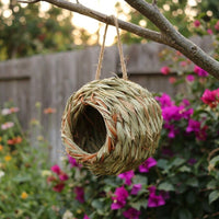 Garden Decor Bird House for Outdoor Decor, Handmade Spherical Nesting Box for Small Bird, Natural Birds Nest with Round Opening, Nest Box