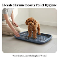 Indoor Pet Toilet Keeps Paws Clean Dog Toilet Tray with Grate Puppy Housebreaking Tray Non-Slip Dog Litter Pan with Mesh