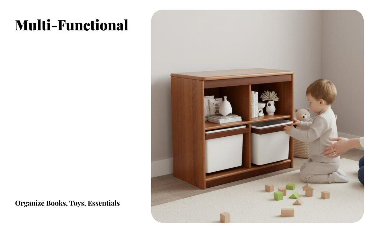 Large Capacity kids' Toy Storage Cubby Child-Friendly Design Cubby Bookcase with Bins Sturdy Construction Playroom Shelf Long-Lasting for Toddlers, Families, Parents, Nursery, Bedroom, Living Room
