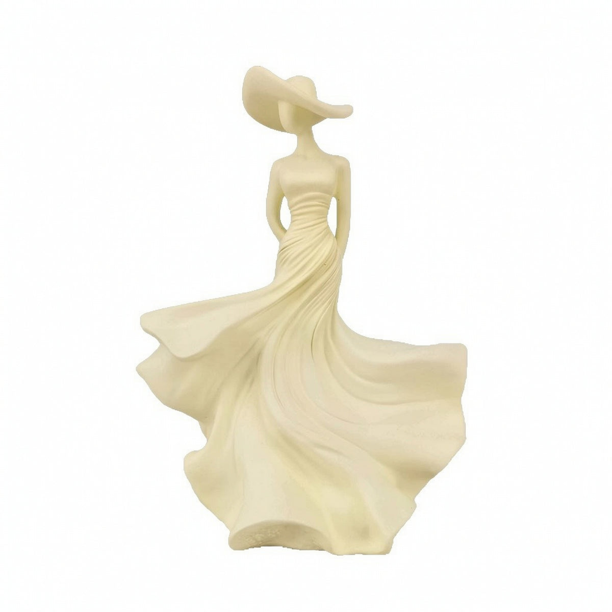 Graceful Figurine with Hat Elegant Tabletop Sculpture Smooth Woman Figurine Aesthetic for Living Room, Office