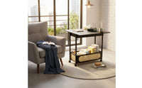 360° Swivel Casters Rolling Side Table Space-Saving Design Mobile End Table with Storage Expandable Tabletop Slim Storage Trolley for Living Room, Small Areas, Bedroom