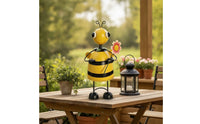 Outdoor Bee Statue Whimsical Metal Bee Sturdy Garden Figure Cute for Patio, Porch