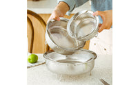 Raised Rim Stainless Steel Steaming Basket Arched Handles Stainless Steel Steamer Basket Support Feet Kitchen Tool Fine Steam Holes