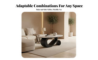 2 Pieces Coffee and End Table Group Minimalist Design Sculptural Table Set Creamy Design Scuff Resistant for Living Room, Study