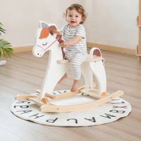 Anti-Tip Wooden Rocking Horse Natural Rocking Horse Safe Mountable Toy Balanced for Playroom
