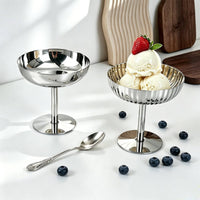 Polished Stainless Steel Dessert Cup Shatterproof Footed Dessert Cup Metal Tableware for Cafe