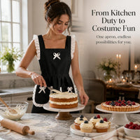 Korean Style Princess Apron Maid Uniform for Women, Breathable Kitchen Cooking Workwear