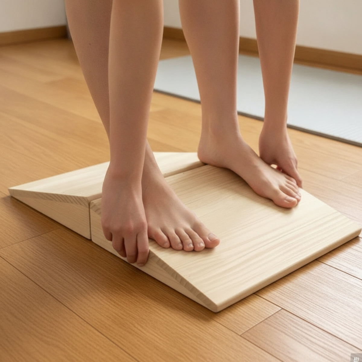 2 Pieces Slanted Slant Board with Split Center Angled Wooden Slant Board Slim-Line Calf Stretcher Premium for Athletes, Yogis, Home Gym, Rehabilitation, Mind-Body Discipline Studio