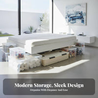 Rolling Storage Bin with Lid Wheeled Design Underbed Container Transparent Body