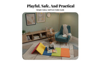 Rainbow Gymnastics Mat Colorful Foldable Kids Play Mat Shock Absorbent Multi Section Crawling Pad for Young Children, Preschoolers, Daycare, Home