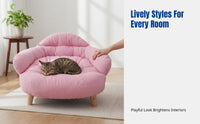 Elevated Dog Couch All-Season Use Raised Wooden Frame Lounger Moistureresistant Detachable design for Cat Owners, Living Room