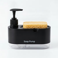 Space-Saving Soap Dispenser with Sponge Holder Compact Dish Soap Pump with Sponge Tray Refillable Ventilated for Countertop