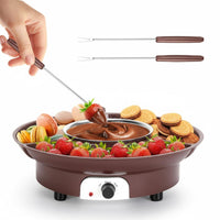 2 Temperature Settings Electric Chocolate Fondue Set Fun Party Activity Chocolate Melting Pot with Serving Tray Easy To Use Mini Fondue Creator Removable Bowl for Parties