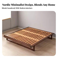 Low height Bed Frame Japanese aesthetic Low height Bed Base Headboardless Bedroom Furniture for Minimalism lovers, Adults, woven-mat Room, attic, House