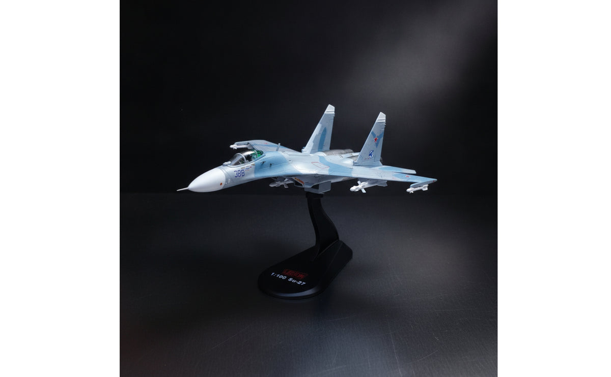 -27 Model 1:100 Scale Aircraft Model Collectible Fighter Jet with Stand Aviation Enthusiasts, Collectors, Desk, Office