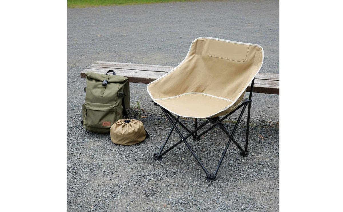 Folding Moon Chair Anti-Slip Feet Portable Fishing Chair Foldable Outdoor Stool Wear-Resistant Wide Seat for Outdoor Meal