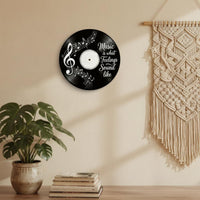 Wall Decor High-Resolution Printing Wall Sign Inspirational Quote Round Wooden Art Piece for Music Lovers, Bedroom