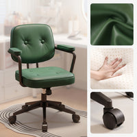 Swivel Office Chair with Armrests Padded Tufted Desk Chair with Wheels Ergonomic for Remote Workers, Students, Study Room