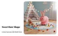 Multipurpose Bunny Shaped Ottoman Comfortable Seating Cartoon Rabbit Chair Soft Textile Soft Rabbit Stool Rounded Corners Design for Toddlers, Families, Family, Living Room, Entryway, Bedroom, Playroom