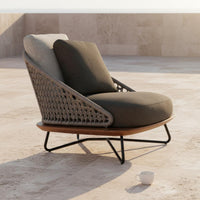 Teak Sofa Leisure Seating Woven Lounge Sofa Rattan Outdoor Couch Weather-Resistant Double Chair Ergonomic Design for Patio