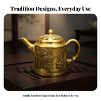 small Brass Teapot Ornament Curved Handle Fine Workmanship Home Decor